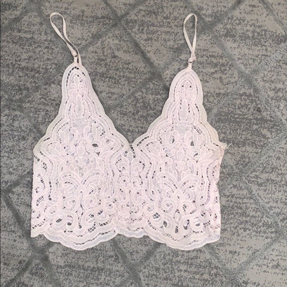 ZAFUL Floral Lace see through crop top